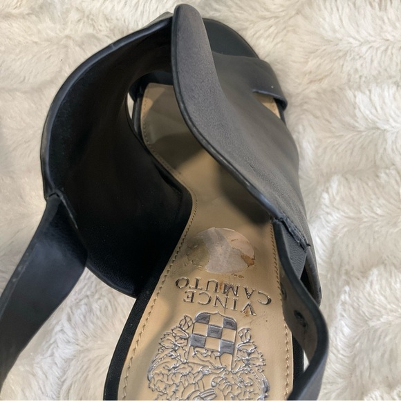 Vince Camuto Black Leather Peep Toe Sling Back Size 9.5 - Picture 4 of 7